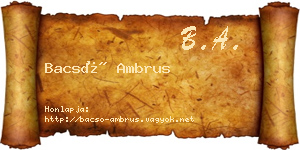 Bacsó Ambrus névjegykártya