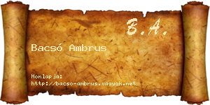 Bacsó Ambrus névjegykártya